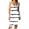 thumbnail image 2 of Lenago Hauts pour Femmes Grande Taille Chic Décontracté Mode pour Femmes Décontractée Été Sans Manches Épaules Dénudées Imprimé Robe à Col Rond Robes d'Été de Plage en Liquidation, 2 of 4