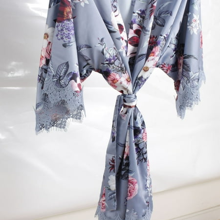 

Aayomet Lingerie Women s For Bride Nightgown Party Pajamas Lace Bathrobe Bridesmaids Wedding Sleepwear Satin Printed Blue One Size