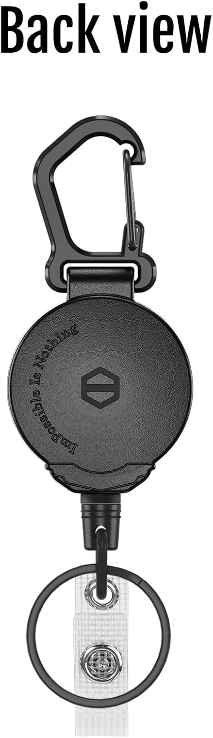 MNGARISTA 2-Pack Retractable Keychain, Heavy Duty Carabiner Badge Holder, Tactical ID Badge Reel Key Chain with 31.5” Steel Retractable Cord, 8.0 oz