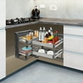 thumbnail image 5 of Blind Corner Cabinet Pull Out Organizer, 14 Inch 2 Tiers Swing Tray Blind Corner Cabinet Pull Out with 4 Separate Baskets for Kitchen Cabinets, 5 of 24