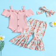 thumbnail image 2 of PENGXIANG Baby Girls Pants Set  Short Sleeve Romper + Floral Pants + Headband, 2 of 9