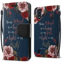WIRESTER Kickstand Card Holder Magnetic   Flap Wallet Pouch Cover Case for Samsung Galaxy A01 5.7" 2019, Christian Bible Verses Psalm 119:105