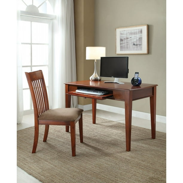 Venetia Home Office Computer Writing Desk Padded Pull-Out Keyboard Tray Wood Oak - Walmart.com 