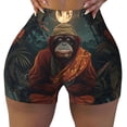 thumbnail image 2 of Fotbe Banana Leaf Meditating Gorilla Shorts Sin Costuras – Shorts Deportivos de Cintura Alta para Mujer, Elásticos para Gimnasio, Yoga, Running o Ciclismo-Small, 2 of 8