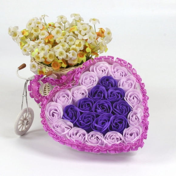 Wzzjkit Décorations de la Saint-Valentin, 24 Pcs Savon Parfumé Rose Blush/or Rose avec Boîte Cadeau et Ruban Décoration de la Saint-Valentin