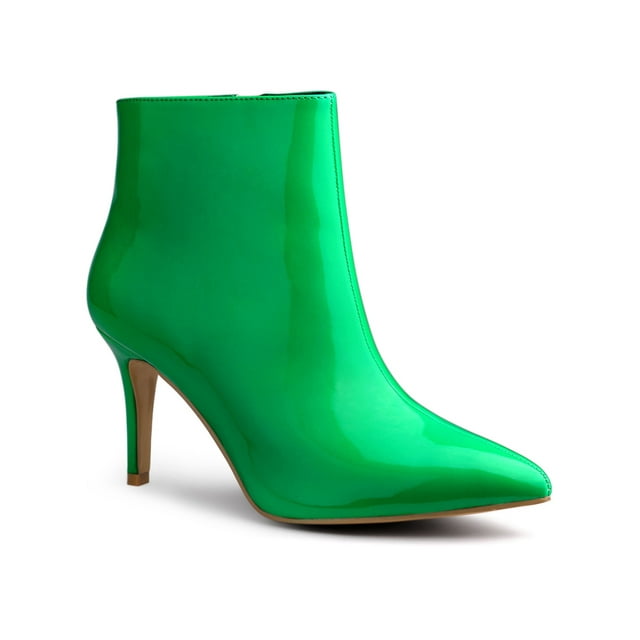 BLISSFUL STEP Bottines à Talons Aiguilles Hauts à Bout Pointu pour Femmes Vert 6