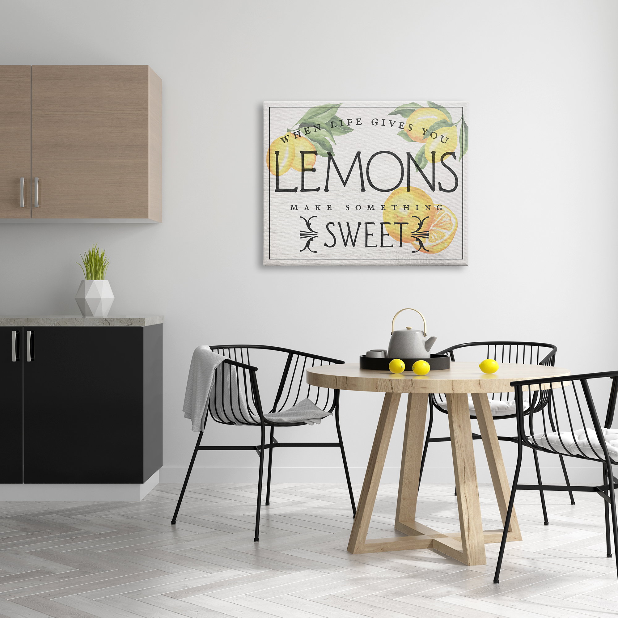 Stupell Industries Life Gives Lemons Bold Citrus Fruit Border Sign Graphic Art Gallery Wrapped Canvas Print Wall Art, Design by Daphne Polselli
