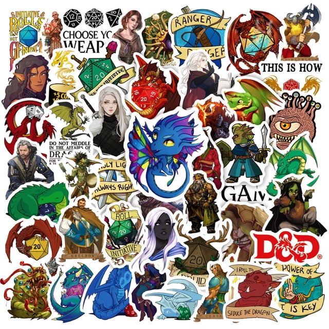 Pegatinas de dibujos animados de anime de mazmorras y dragones, 50 unidades, PVC