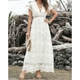 thumbnail image 4 of Robe Maxi en Dentelle Blanche à Col en V pour Femme, 4 of 11