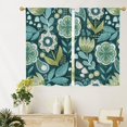 thumbnail image 2 of Boho Floral Kitchen Curtains 39 Inch Length for Small Window Treatments, Teal Rod Pocket Top Tier Curtains Short Bathroom Curtains for Closet Door Coverings, 2 Panels Set, 26x39, 2 of 6