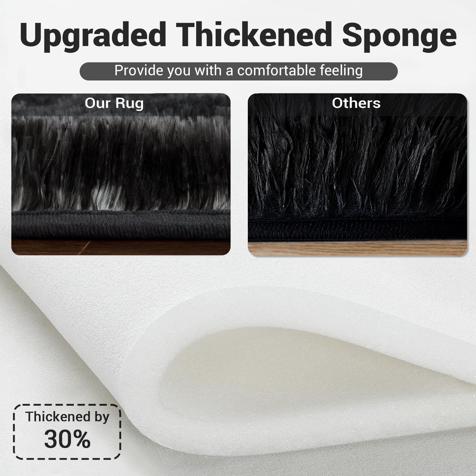HOMERRY 9 x 12 Fluffy Area Rug for Bedroom, Fuzzy Shag Area Rug for Living Room Non-Skid Plush Large Rug Shaggy Decorative Accent Rug for Indoor Home Floor Carpet, Tie-dye Gray/Black