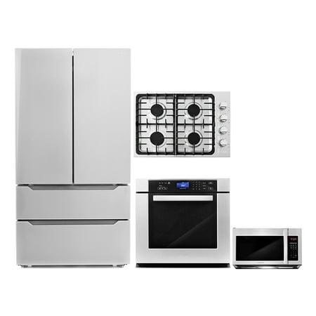 4 Piece Kitchen Package 30  Gas Cooktop 30  Single Electric Wall Oven 30  Over-The-Range Microwave & Energy Star French Door Refrigerator