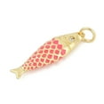 thumbnail image 2 of Brass with Cubic Zirconia Pendants Fish Charms Cadmium Free & Lead Free Long-Lasting Plated Rack Plating with Jump Ring Hot Pink 25.5x7x4mm Hole: 3mm, 2 of 3