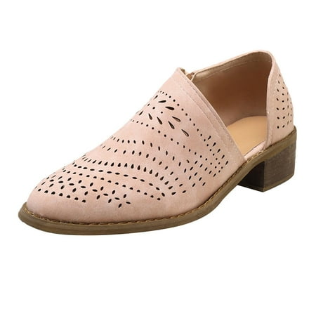 

Women s Mid-heel Hollow Pointed Toe Ladies Casual Shoes With Zipper