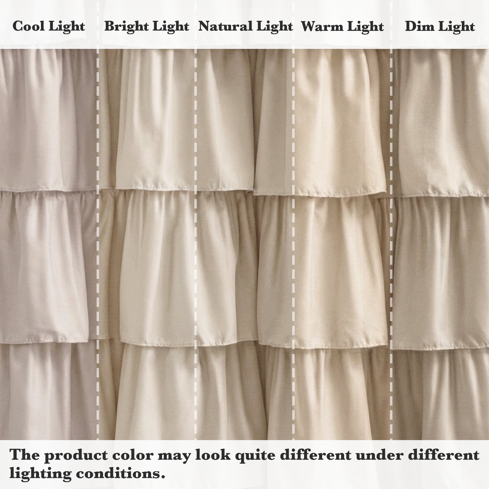 Seasonwood Beige Ruffle Shower Curtain,Farmhouse Fabric Bathroom Curtain,36 x 72 Inch