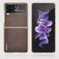 thumbnail image 5 of Galaxy Z Flip 3 Case,Samsung Z Flip 3 Case, Thin Plating Hard PC Shookproof Folding Anti-Drop PU Leather Glossy Design Back Phone Cover For Samsung Galaxy Z Flip 3,Brown, 5 of 10
