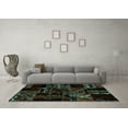 thumbnail image 3 of Ahgly Company Machine Washable Indoor Square Patchwork Turquoise Blue Transitional Area Rugs, 5' Square, 3 of 4