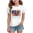 thumbnail image 2 of mgoYE Girls Boys American Flag Shirt 4th of July T-Shirt Patriotic Short Sleeve Tee USA Flag Stripe Star Summer Blouse Tops 250th Anniversary Gifts(White,13-14 Years), 2 of 4