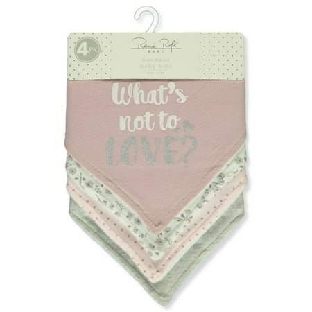 

Rene Rofe Baby Girls 4-Pack Love Bandana Bibs - pink one size