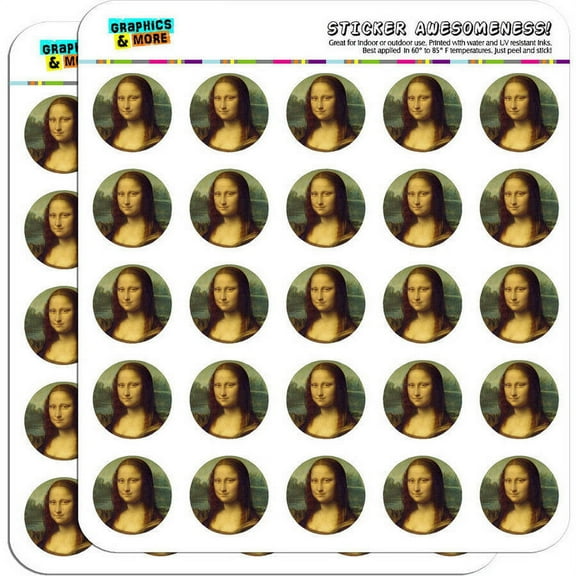Mona Lisa Painting by Leonardo da Vinci 50 1" Planner Calendar Scrapbooking Crafting Stickers