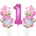 thumbnail image 1 of Globos de confeti transparentes de látex de ágata de mármol niño niña 1er cumpleaños decoración de fiesta número 1 globos de papel de aluminio 11/25 Piezas Methold JJ15589-10, 1 of 6
