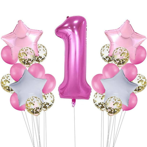 Globos de confeti transparentes de látex de ágata de mármol niño niña 1er cumpleaños decoración de fiesta número 1 globos de papel de aluminio 11/25 Piezas Methold JJ15589-10