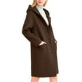 thumbnail image 6 of qucoqpe Womens Hooded Trench Coat Winter Warm Wool Coat Long Sleeve Casual Pea Coat Fashion Solid Color Overcoat for Women, 6 of 8
