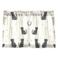 thumbnail image 7 of Yayeee Kitchen Curtains Tier Pair Light Filtering 27"x36" Rod Pocket Short Cafe Window Panel, Black Cute Cats, 7 of 7