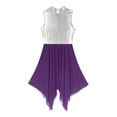thumbnail image 5 of IEFIEL Womens Metallic Tunic Lyrical Dance Dress Sleeveless Irregular Hem Liturgical Worship Praise Dance Dress Purple XXL, 5 of 7