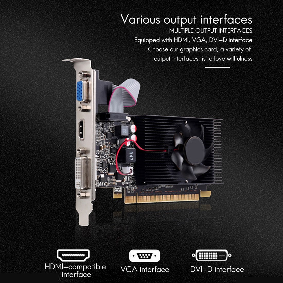 GT 610 1G Ultra-Fast Graphics Card 1GB 64Bit DDR3 810/500MHz PCI-E 1.1 X16 Desktop Small Chassis PC Gaming