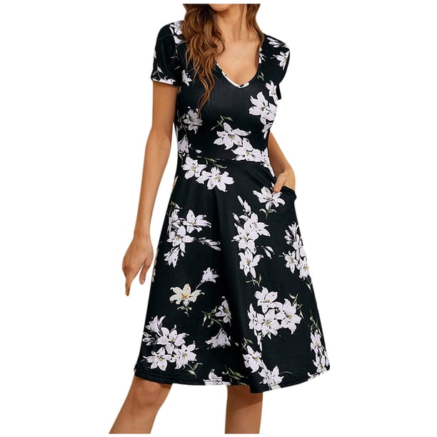 Moda mujer Casual Sexy cuello en V estampado verano manga corta Botton Mini vestido Fridja bnh5102