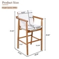 thumbnail image 2 of Harper & Bright Designs Outdoor Counter Height Bar Chair Set of 2, Patio Acacia Wood Stools with Backrest Arm and Webbing Seat for Pool Garden, Beige,Natural, 2 of 8