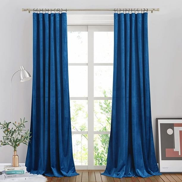Royal Blue Velvet Curtains For Living Room Soft And Elegant Heavy Matt Solid Window Bedroom Office Hall 2 Pieces 52 Inches Wide 96 Long Com Royal Blue Velvet Curtains For Living, Royal Blue Plush Velvet Curtains
