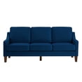 thumbnail image 2 of Miekor Furniture Modern 3 Piece seat Sofa Couch with Scooped Armrest/Wood legs,Upholstered Velvet 3-seat Sofa with Removable Cushions for Livingrooom Bedroom,Navy W4US3471, 2 of 9