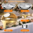 thumbnail image 2 of Ourlova 6.3 QT Round Roll - Top Chafing Dish Buffet Kit In Gold with a Transparent Glass Panel, 2 of 8