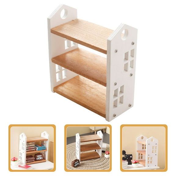 LABELEPH Mini Bookshelf Multi 1Pcs 2.8X2.5X1.2In Wooden Miniature Furniture