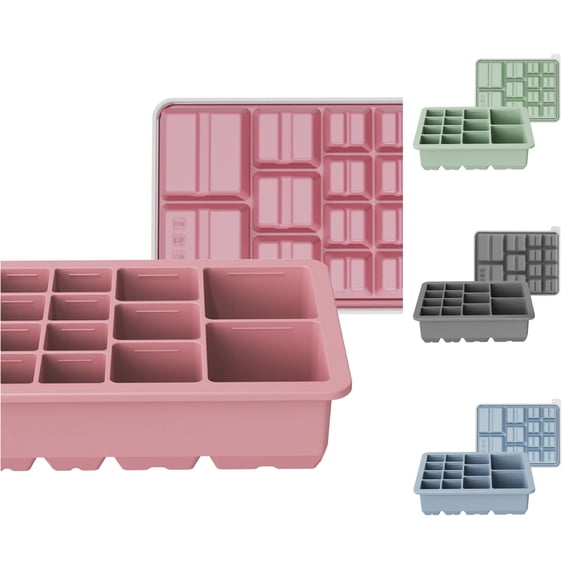 for Clear Large Ice Cubes Silicone Tray for Freezer Easy Release Stackable Reusable Party
