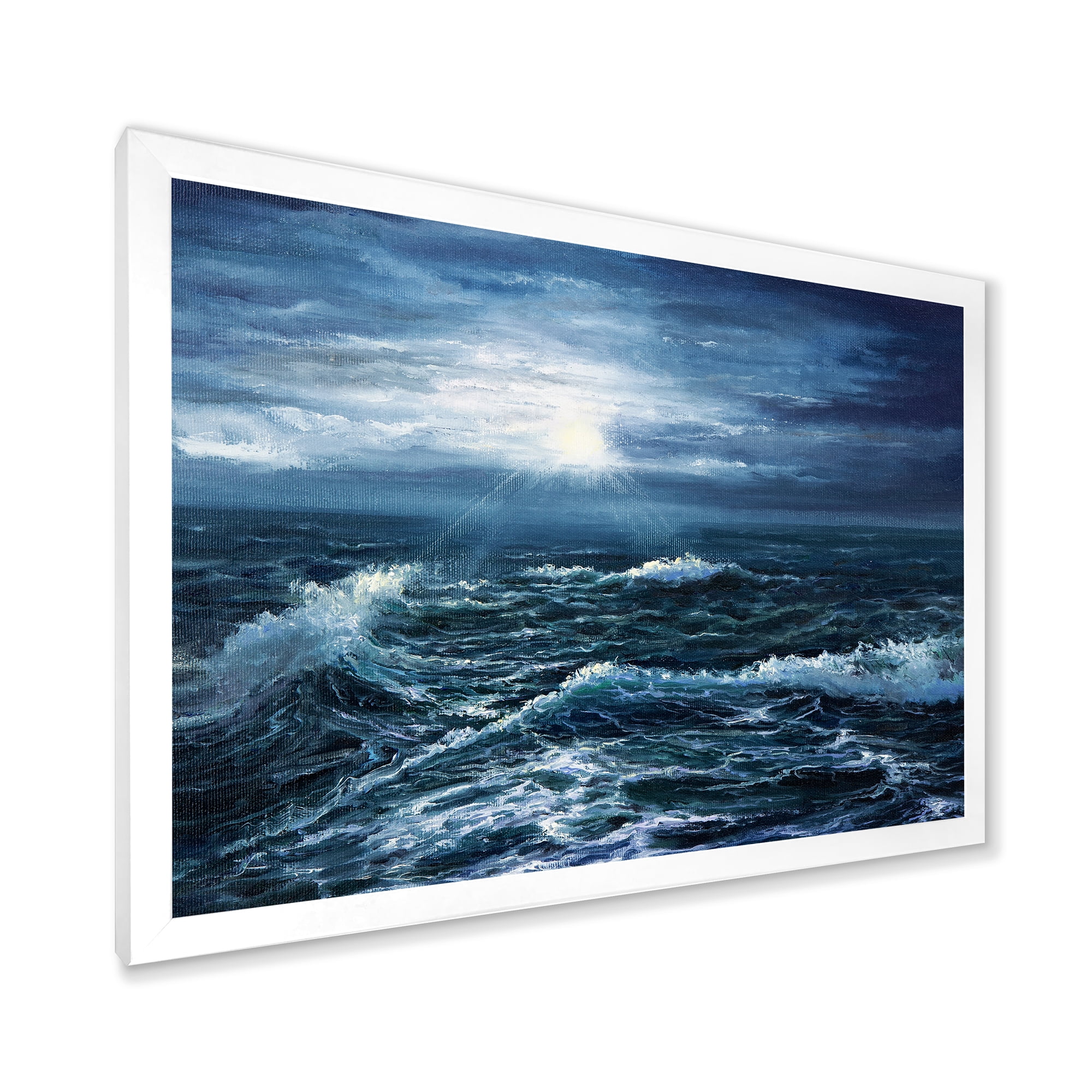 Designart 'Morning Glow Through The Ocean Waves' Nautical & Coastal Framed Art Print