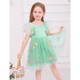 thumbnail image 5 of IBTOM CASTLE Kids Girls Birthday Party Sundress Floral Embroidery Backless Princess Tulle Tutu Wedding Pageant Dress 5-6 Years Green Floral, 5 of 8