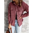 thumbnail image 4 of Women's Brown Pocketed Button Ribbed Textured Shacket, 4 of 29