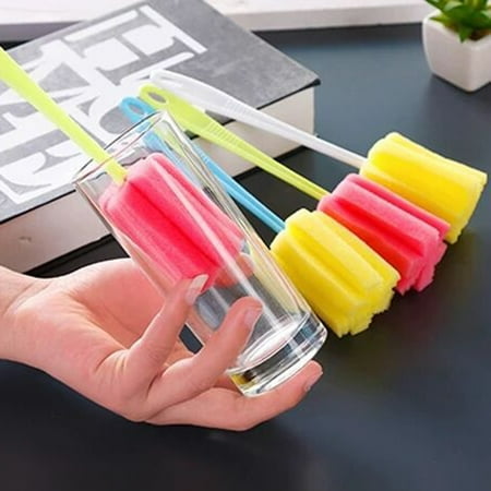 

SANWOOD 3Pcs Kitchen Wineglass Bottle Coffee Tea Glass Cup Sponge Brush Cleaning Tool