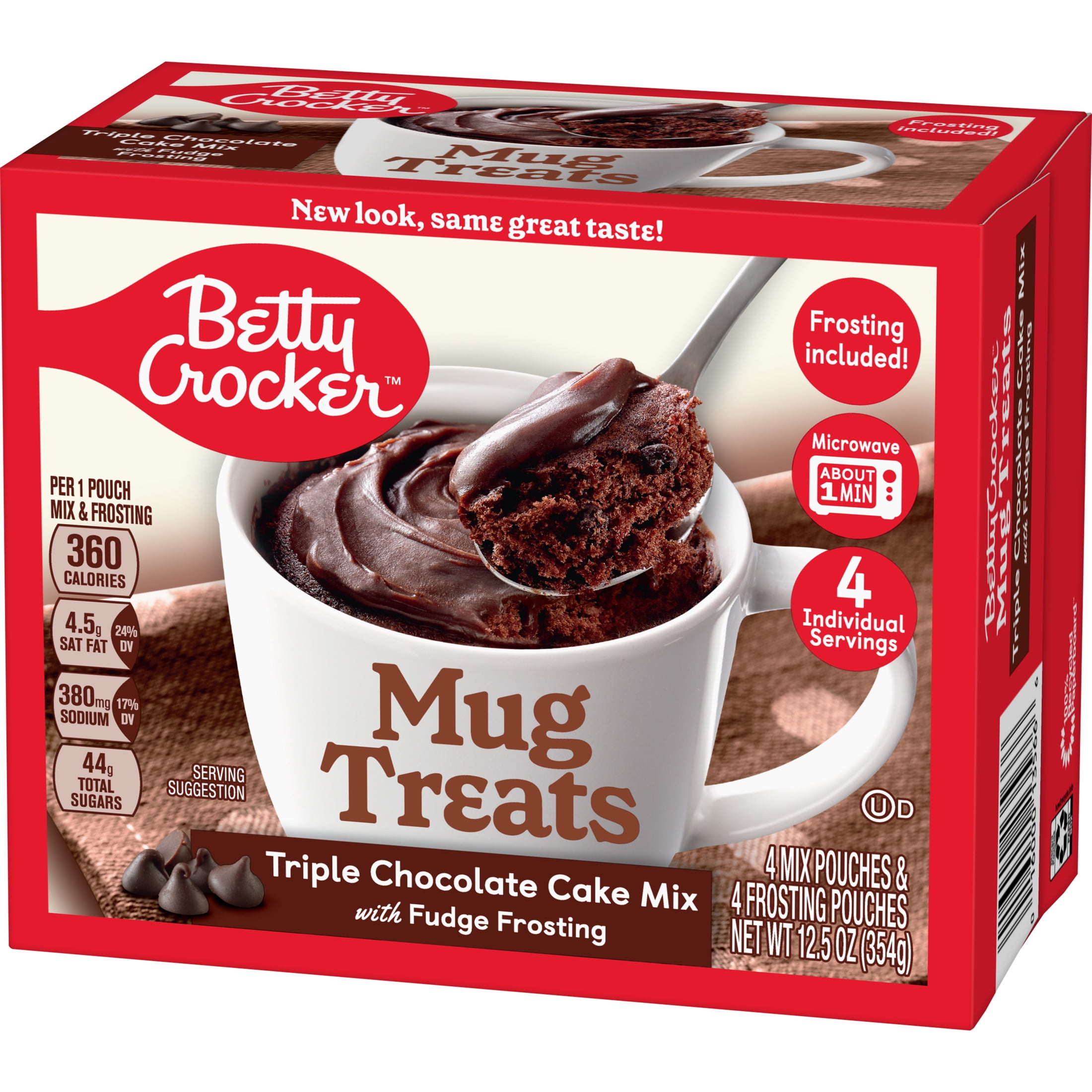 (4 pack) Betty Crocker Mug Treats Triple Chocolate Cake, 12.5 oz