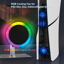 Joernso Cooling Fans Powerful Ventilation with Dazzling RGB Light Silent Operation Game Console Radiator for PS5 Slim Console