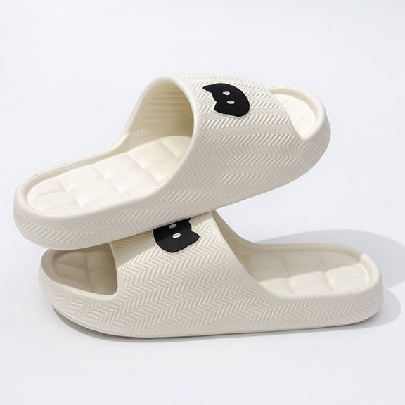 WAVSUF Women's Platform Slippers, Waterproof Slide On Lightweight Indoor Bathroom Shower Shoes White 3.5-5