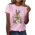 thumbnail image 1 of Mujeres de Manga Corta Tops Casual Nuevo Cuello Redondo Pascua, Ligera Camiseta de Poliéster Spandex, 1 of 4