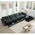 thumbnail image 4 of Newest L-Shaped4SeaterSectional SofaCouch,4-seat Sofa,1 Movable OttomanCrescent-shaped Armrests,Wraparound Back ArmrestCushions,ChenilleGary, 4 of 20