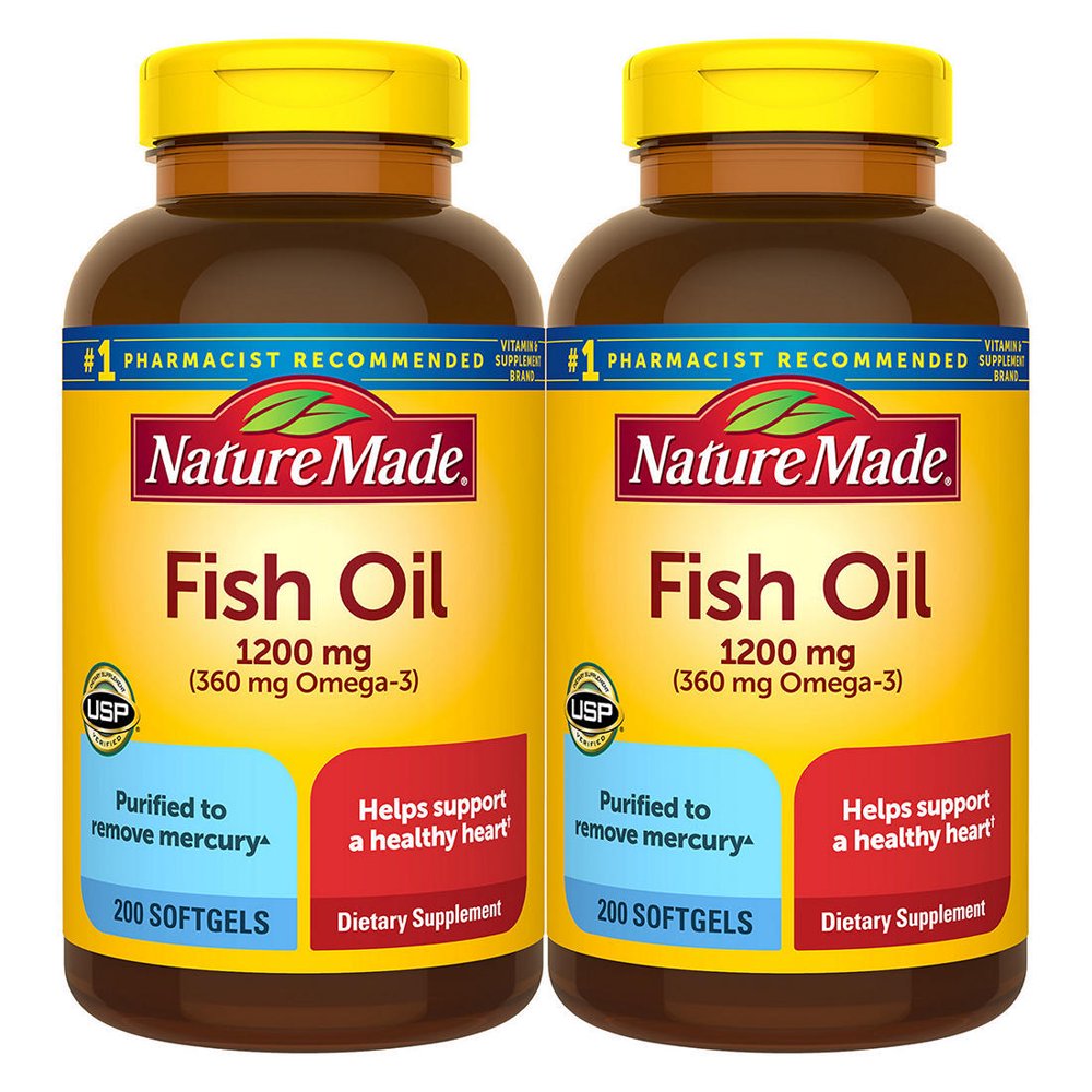 Nature Made 1,200mg Fish Oil Liquid Softgels, 2 pk./200 ct. Walmart