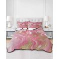 thumbnail image 3 of Pink Marble Twin Size Down Alternative Comforter, Lightweight Comforter Quilt Bedding Set with Pillow Shams Modern Ink Painting Abstract Golden All Seasons Bed Comforter Duvet Insert 68"x86", 3 of 7