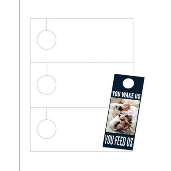 Printable Door Hanger (No-Tear Wtrprf) 3-UP on 8.5"x 11" Wh 10-Mil Paper-25 Shts