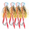 thumbnail image 1 of 4 Uds 65g cebos artificiales de pesca faldas de silicona señuelos con anzuelo accesorio de pesca azul + cabeza naranja, 1 of 5
